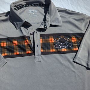 Tattoo Golf Gray and Orange Men's Polo Shirt Large